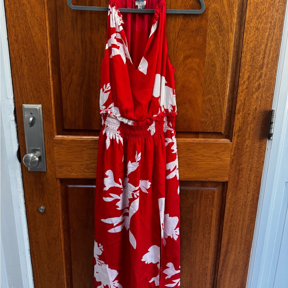 Joie Red and White Floral Halter Dress